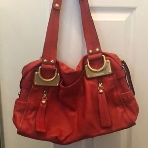 Red leather B Makowsky shoulder bag